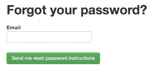 Form for resetting the password.